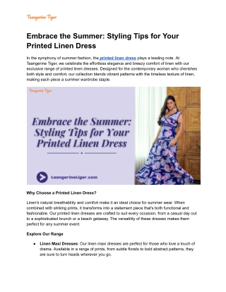 Embrace the Summer_ Styling Tips for Your Printed Linen Dress