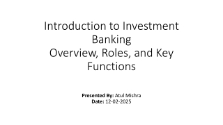 introduction to investment banking overview roles and key functions