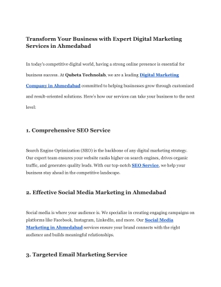 Transform Your Business with Expert Digital Marketing Services in Ahmedabad