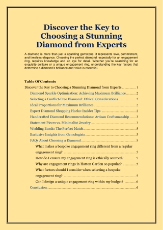 Discover the Key to Choosing a Stunning Diamond from Experts