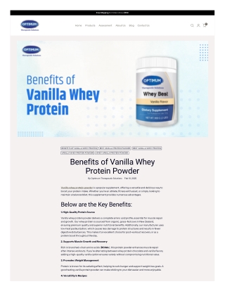 Benefits of Vanilla Whey Protein Powder