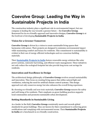 coevolve group leading the way in sustainable