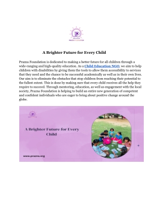 A Brighter Future for Every Child