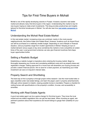 KS Group Feb 2 - Tips for First-Time Buyers in Mohali