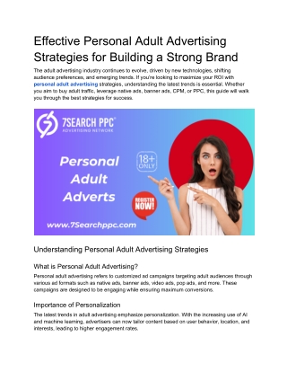 Effective Personal Adult Advertising Strategies for Building a Strong Brand