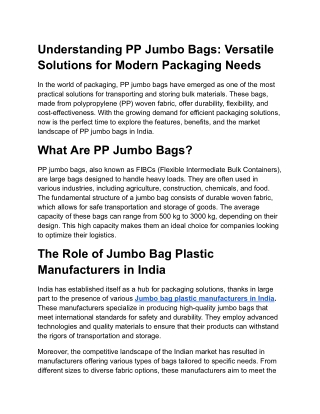 Understanding PP Jumbo Bags_ Versatile Solutions for Modern Packaging Needs