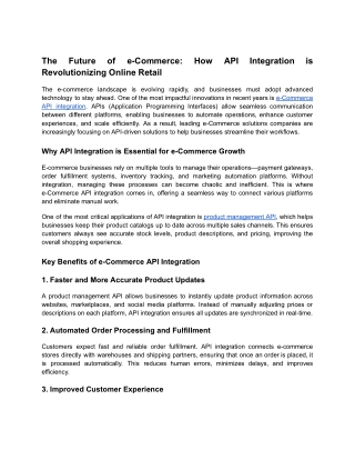 The Future of e-Commerce: How API Integration is Revolutionizing Online Retail