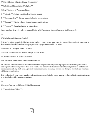 what makes an effective ethical framework