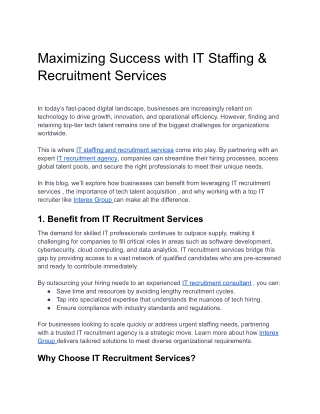 maximizing success with it staffing recruitment
