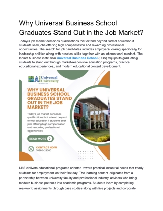 Why Universal Business School Graduates Stand Out in the Job Market