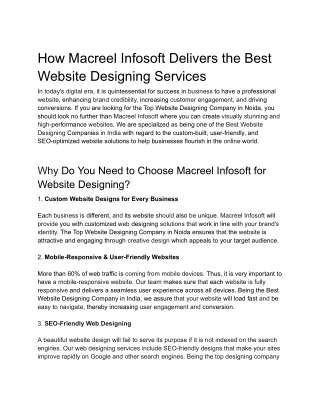 How Macreel Infosoft Delivers the Best Website Designing Services