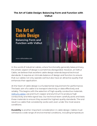 The Art of Cable Design_ Balancing Form and Function with Vidhut