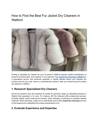 how to find the best fur jacket dry cleaners
