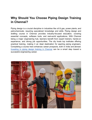 why should you choose piping design training