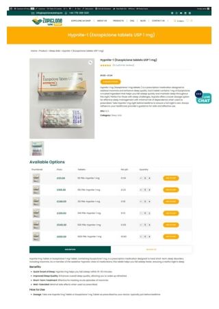 Eszopiclone 1 Mg Tablets For Better Sleep