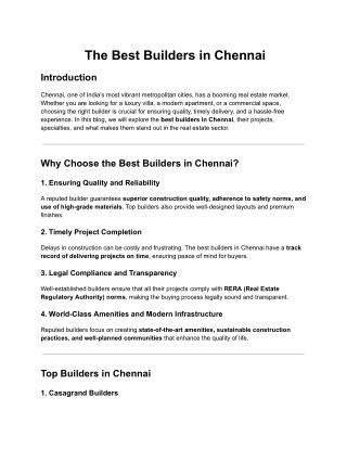 Best Builders in Chennai – Quality Homes by Traventure Homes