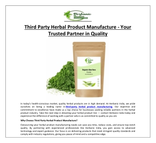 Third Party Herbal Product Manufacture - Your Trusted Partner in Quality