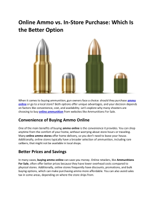 Online Ammo vs. In-Store Purchase Which Is the Better Option