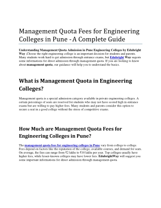management quota fees for engineering colleges