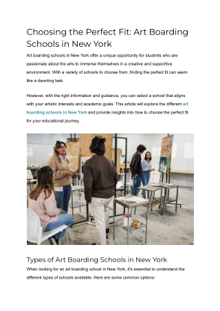 choosing the perfect fit art boarding schools