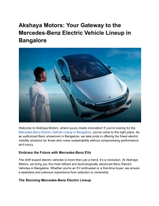 Akshaya Motors_ Your Gateway to the Mercedes-Benz Electric Vehicle Lineup in Bangalore