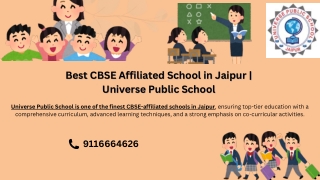 Best CBSE Affiliated School in Jaipur | Universe Public School