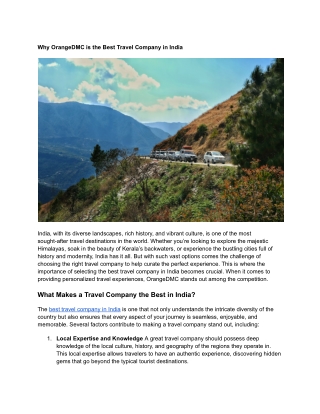 why orangedmc is the best travel company in india