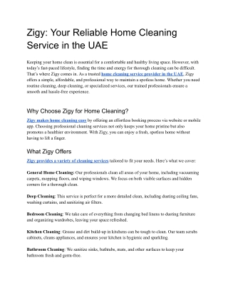 zigy your reliable home cleaning service