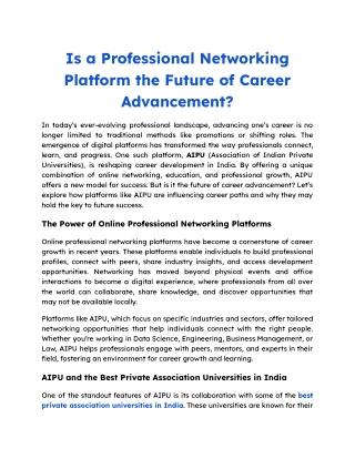 Is a Professional Networking Platform the Future of Career Advancement