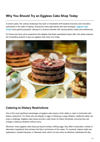 Why You Should Try an Eggless Cake Shop Today
