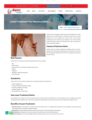 Laser Treatment For Varicose Veins - Apex Hospital