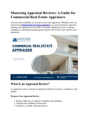 Mastering Appraisal Reviews: A Guide for Commercial Real Estate Appraisers