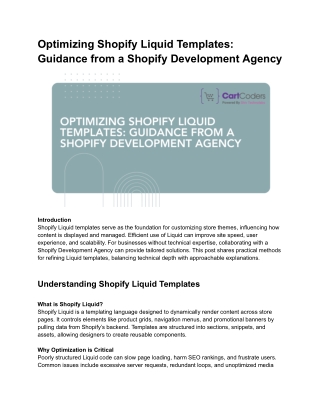 Optimizing Shopify Liquid Templates_ Guidance from a Shopify Development Agency