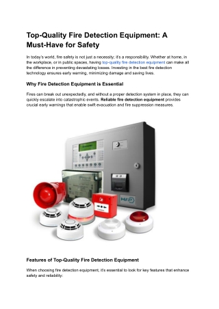 Top-Quality Fire Detection Equipment_ A Must-Have for Safety