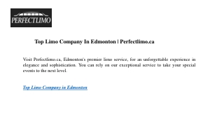 Top Limo Company In Edmonton | Perfectlimo.ca