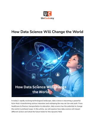 How Data Science Will Change the World