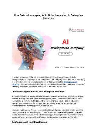 how osiz is leveraging ai to drive innovation