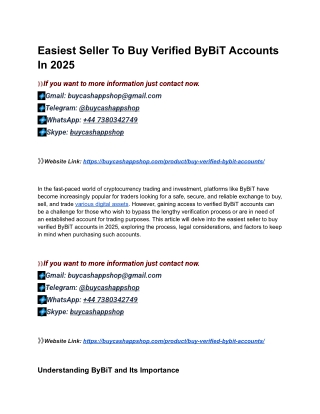 World Best Site To Buy Verified ByBiT Accounts In 2025