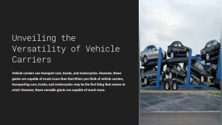 unveiling the versatility of vehicle carriers