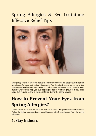 spring allergies eye irritation effective relief