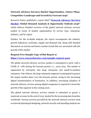 network advisory services market opportunities