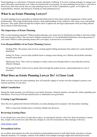 What Does an Estate Planning Lawyer Do? A Comprehensive Guide