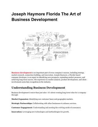 Joseph Haymore Florida: Mastering the Art of Business Development