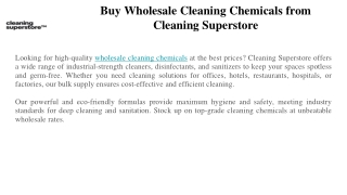 Buy Wholesale Cleaning Chemicals from Cleaning Superstore