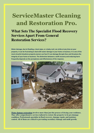 What Sets The Specialist Flood Recovery Services Apart From General Restoration Services