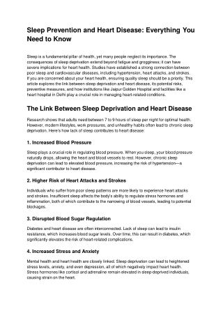 Sleep Prevention and Heart Disease: Everything You Need to Know