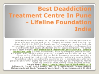 Deaddiction Centre In Pune - Lifeline Foundation India