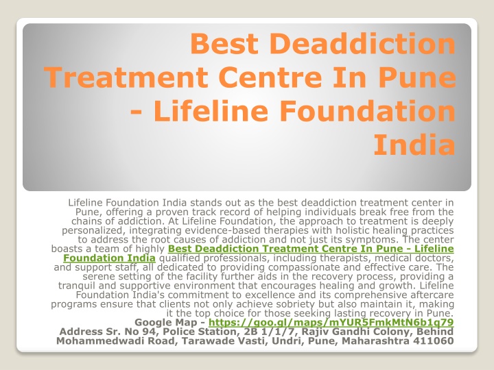 best deaddiction treatment centre in pune lifeline foundation india