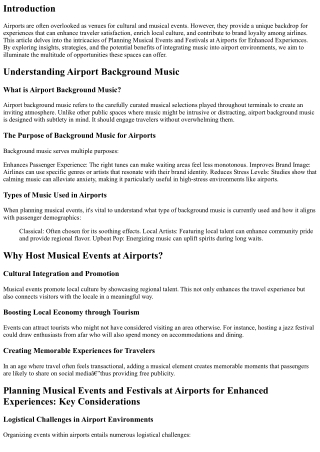Planning Musical Events and Festivals at Airports for Enhanced Experiences