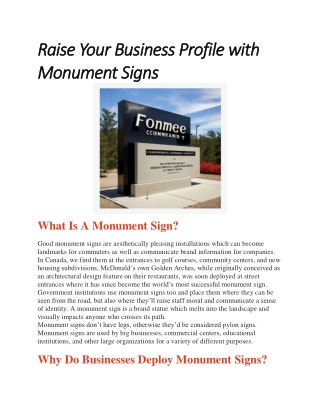 Raise Your Business Profile with Monument Signs